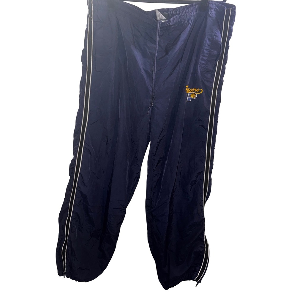 ProEdge Sz L Indiana Pacers Mens Navy Blue Nylon Track Pants NBA Basketball